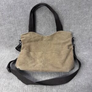 Canvas Crossbody Bag Shoulder Bag Purse with Zipper Pockets Khaki